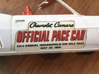 Vintage 1969 Chevrolet Camaro SS Indy 500 Pace Car Dealer Promo Toy AMT 7