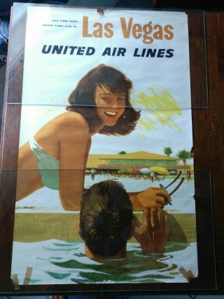 Vintage Poster United Airlines - Lasvagas Airline Travel