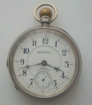 Rare,  American Columbus Watch Co Pocket Watch,  17 Jewel,  Railway King