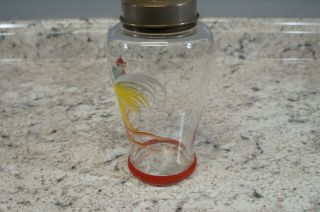 Vtg Art Deco Hand Painted Rooster Cocktail Martini Shaker Bar Ware 8 1/2 