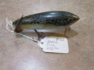 Vintage Heddon Crab Wigler Wood Crackleback Lure Glass Eyes