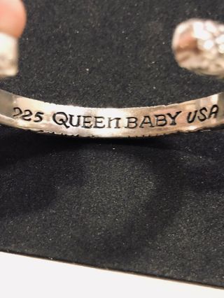 Queen Baby Studios Vintage Solid Sterling Silver Decorated Cuff Bracelet 4