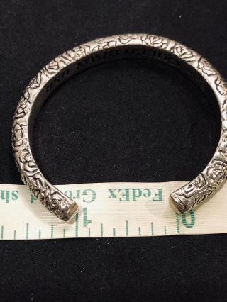 Queen Baby Studios Vintage Solid Sterling Silver Decorated Cuff Bracelet 8