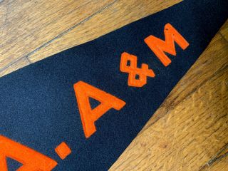 VTG EARLY FELT PENNANT OKLA A&M AGGIES OKLAHOMA FOOTBALL SEWN W/ LEATHER HORSE 5