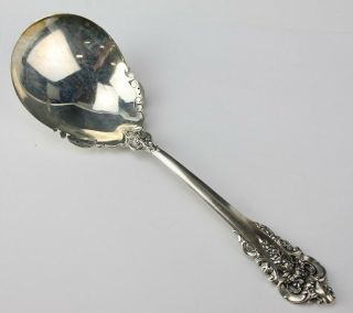 Signed Wallace Sterling Silver 925 Grand Baroque 9 1/4 " Salad Serving Spoon Ajb