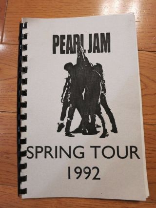 Pearl Jam Tour Book Itinerary 1992 Rare Eddie Vedder Mike Mccready Not Signed