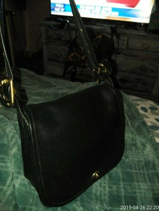 Vintage Coach Black Leather Handbag 9525 Stewardess Bag