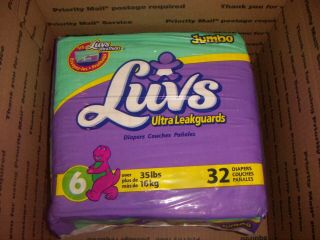 32 Vintage Luvs Size 6 Xxl Plastic Style Diapers With Sticky Tapes From 2000 Usa