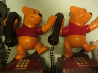 Vintage 1976 Disney Winnie The Pooh Push Button Phones - Rare