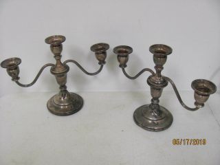 Vtg Pair Sterling Silver Convertible Candelabra Candlesticks Mueck - Carey Ny