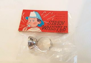 Vintage Siren Whistle Ring In Package.  Five And Dime Store Style.  Nos Metal