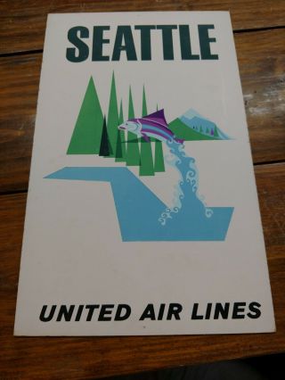 Vintage United Air Lines Poster Seattle