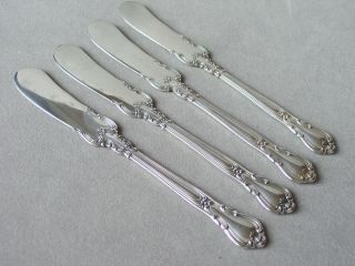 Vintage Gorham Chantilly Pat.  1895 Sterling Silver Flat Butter Knives - Set Of 4