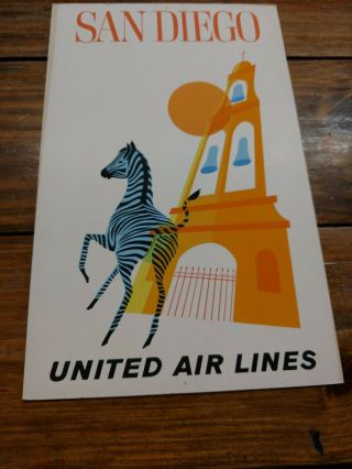 Vintage United Airlines Poster Dan Diego