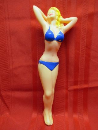 Vtg 50s Jayne Mansfield Hot Water Bottle Blue Bikini 13 " Plastic By Leadworks