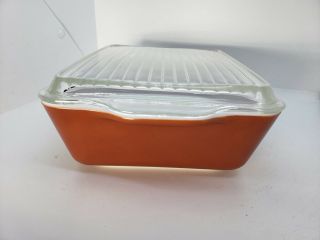 RARE Vintage Pyrex 503 C AUTUMN HARVEST Refrigerator Dish & Cover 1 - 1/2 Quart 2