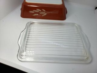 RARE Vintage Pyrex 503 C AUTUMN HARVEST Refrigerator Dish & Cover 1 - 1/2 Quart 8