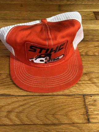 Vintage Usa K Brand Products Stihl Chainsaw Patch Snapback Mesh Trucker Hat Cap