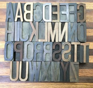 A - Z Alphabet 2 " Letterpress Wooden Printing Blocks Wood Type Vintage Antique