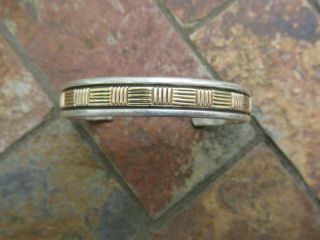 Vintage 14k Gold & Sterling Silver,  Navajo Cuff Bracelet Signed B Morgan,  28 Gtw