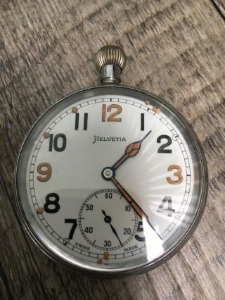 Helvetia Vintage Military Pocket Watch - Gs/tp P30303.  Swiss Made.  Running