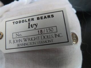 R.  JOHN WRIGHT TODDLER BEAR IVY SIGNED TAG RARE ADORABLE TEDDY LIMITED EDITION 5
