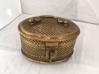 Antique Vintage Brass Indian Cricket Cage Trinket Box,  Pot Pourri Pot,  Chinese