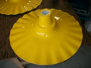 1 - Vtg.  Yellow - " Abolite " Porcelain Enamel 20 " Rippled Gas Station Barn Light Shade