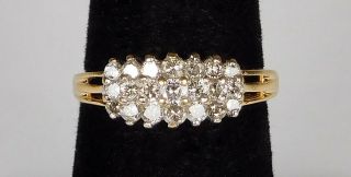 Vintage 14k Yellow Gold Diamond Cluster Ring With Split Shank - Size 7.  75