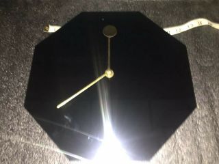 Vintage Mid - Century 12” Sleek Black Cut Glass Howard Miller Wall Clock