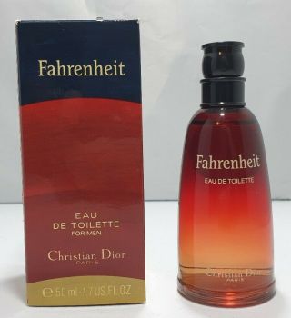 Vintage 1990s Christian Dior Fahrenheit Edt 1.  7 Oz.  Splash Bottle