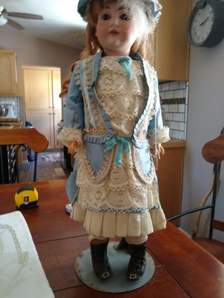Antique German Bisque Shoulder Head Kestner Doll Jointed Kid Body