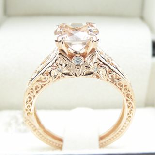 3ct Round - Cut Diamond Solitaire Vintage Engagement Ring 14k Rose Gold Finish