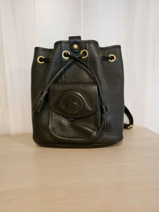 Dooney & Bourke Vintage Awl Sling /shoulder Bag Black Leather Rare