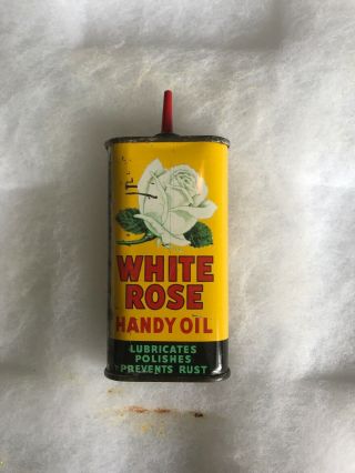 Vintage Handy Oiler Gun Oil Can Tin Household Oil White Rose Rare Canadian Can