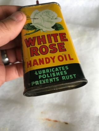 Vintage Handy Oiler Gun Oil Can Tin Household Oil White Rose Rare Canadian Can 3