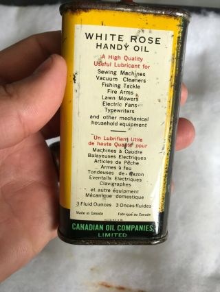 Vintage Handy Oiler Gun Oil Can Tin Household Oil White Rose Rare Canadian Can 5