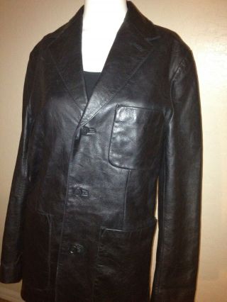 Vintage Leather Jacket By Gap Waxed Leather Black Blazer Sz Xs Yummy