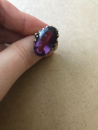 Vintage Victorian 585 (14k) Yellow Gold Ring With Purple Stone