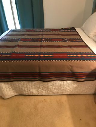 Vtg Pendleton Beaver State Wool Navajo Blanket SANTA FE TRAIL RETIRED 60 X 75 3