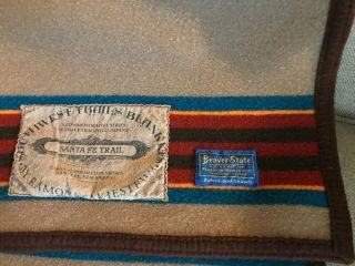 Vtg Pendleton Beaver State Wool Navajo Blanket SANTA FE TRAIL RETIRED 60 X 75 4