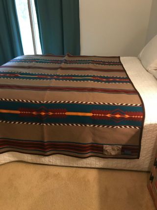 Vtg Pendleton Beaver State Wool Navajo Blanket SANTA FE TRAIL RETIRED 60 X 75 5