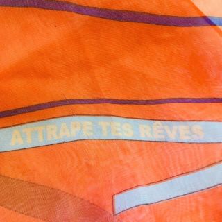 Vintage Hermes Paris Printed Silk Chiffon Dance Stole Scarf Equestrian Orange 10