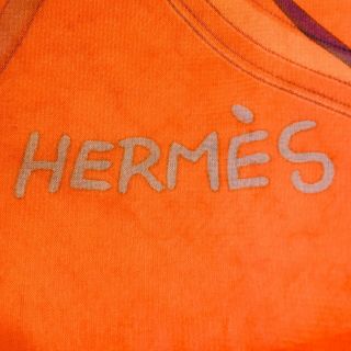 Vintage Hermes Paris Printed Silk Chiffon Dance Stole Scarf Equestrian Orange 9