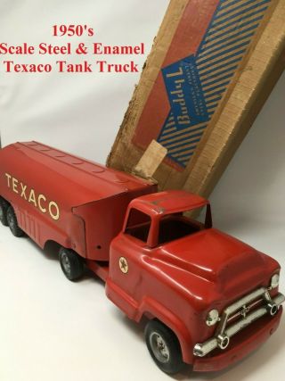 Vtg.  1950’s Buddy “l” Texaco Advertising Scale - Model Tanker Truck No.  5603 W Box