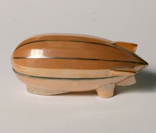 Vintage Art Deco Japanese Ceramic Blimp / Airship Condiment Set - Luster