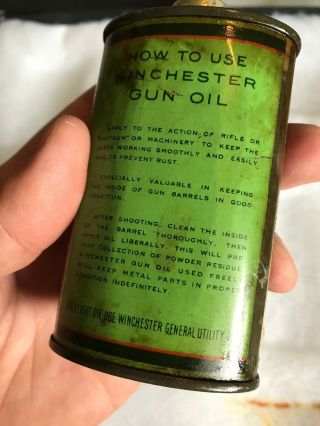 Vintage Handy Oiler Gun Oil Can Tin Lead Top Winchester Green Household Oil 6
