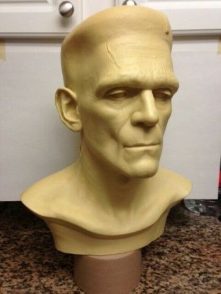 RARE HAIRLESS FRANKENSTEIN BUST and matching HANDS TEVES CINE ART URETHANE CAST 3