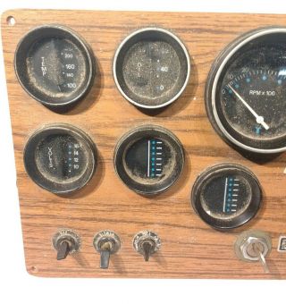 Gibson Houseboat Instrument Panel Gauge Cluster Ignition Keys Vintage Bezel 70s ' 2