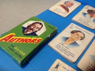 VINTAGE AUTHORS an ALL - FAIR CARD GAME Made by E.  E.  Fairchild Corp 36 cards 3